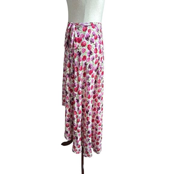 Zara Women’s Rose Floral High Low Sarong Maxi Wrap Skirt Blogger Favorite Size S - Picture 6 of 11